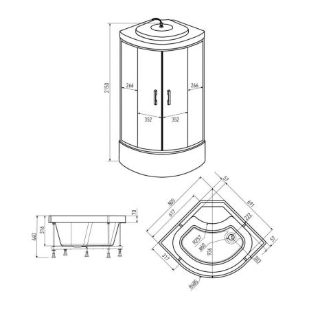 Душевая кабина Erlit Comfort ER3508TP 80x80 задняя стенка Белая стекло матовое, артикул ER3508TP-C3