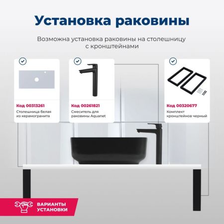 Раковина накладная Aquanet City-1-MB 38,5 черный