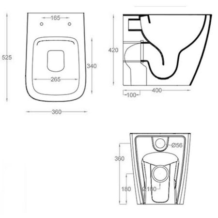 ARTCERAM A16 Унитаз напольный 360х520 мм., приставной, безободковый, в комплекте с крепежом, цвет белый глянцевый, декор Cementina