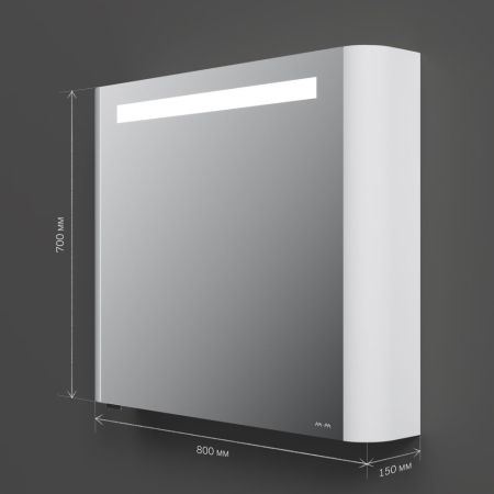 M30MCL0801WG Sensation, зеркало, зеркальный шкаф, левый, 80 см, с подсветкой, белый, глянец, шт, артикул M30MCL0801WG