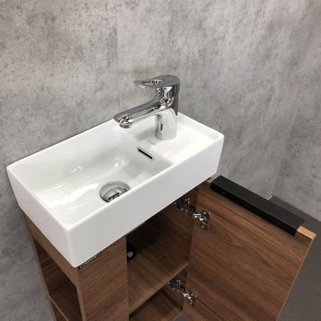 Тумба с раковиной Comforty Матэ 40 00-00000832 подвесная Дуб темно-коричневый