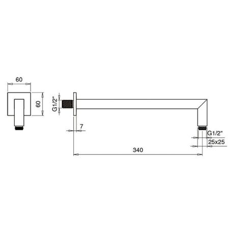 Almar SQUARE Кронштейн из стены квадратный, 340 мм, латунь, хром, артикул E021003.CR