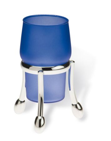 Stil Haus Alfa, настольный стеклянный стакан на ножках, цвет хром - сатин. белое стекло, артикул A10ap(08-BI)