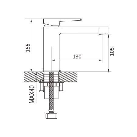Смеситель для раковины Shevanik S6801T, оружейная сталь, артикул S6801T