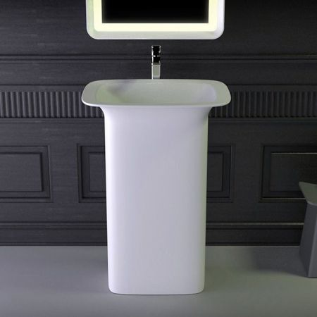 KNIEF Glam Раковина отдельностоящая 60х45х86 cm, выпуск в стену, цвет белый матовый ЦЕНА)