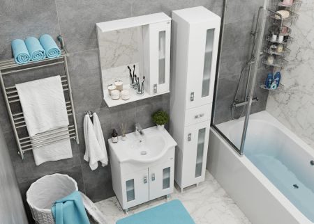 Тумба Onika Кристалл 60 напольная, белая (ум. Байкал 60), артикул 106123