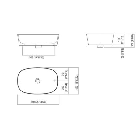 Agape Neb Раковина накладная овальная 64x42x17 см, без отв., цвет: белый/темно-серый, артикул ACER0701ZG *0