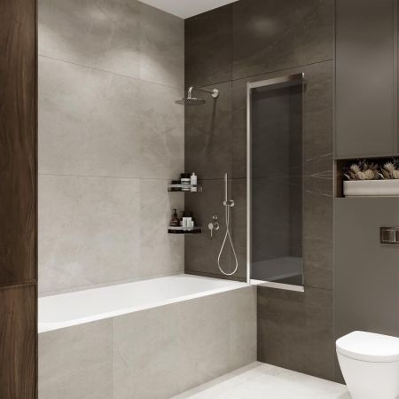 Шторка на ванну слайдер Terminus Ното 150х90 тонированная, хром, артикул 1CS150х90CT