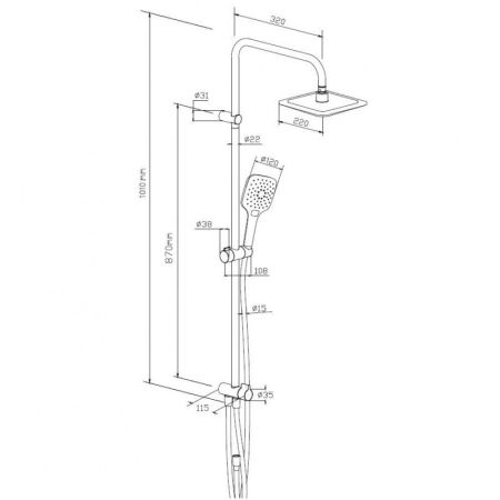Душевая система Damixa Origin Evo 978200300 Черная матовая, артикул 978200300