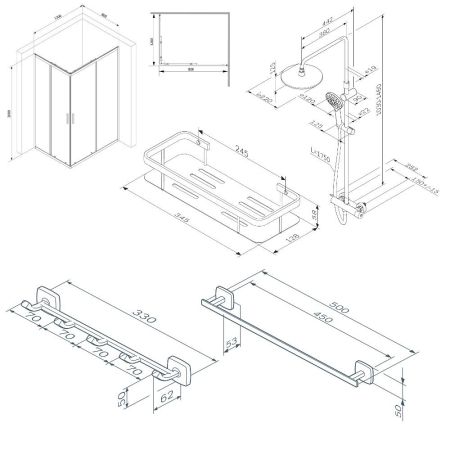 WK93ER Gem S Комплект ограждение 120*80, прямоугольный, черный, артикул WK93ER