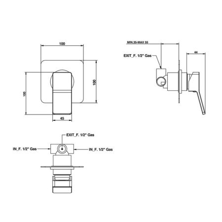 Bongio Reef Встраиваемый смеситель для душа, цвет хром, артикул 53524CRPR