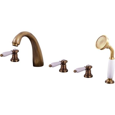 *Смеситель для ванны на 5 отверстий, перекл-ль керам.,БРОНЗА