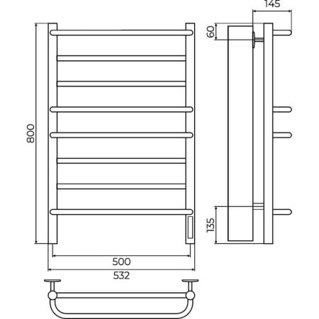 Полотенцесушитель электрический Terminus Евромикс П8 50х80 КС 903, белый матовый, артикул 4670078554598