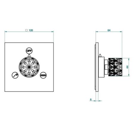 THG NIHAL PORCELAINE IVOIRE Переключатель встраиваемый, внешняя часть, цвет Soft gold, артикул U2N-F30-48M2SB