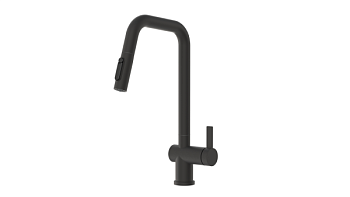 Смеситель кухонный GRANULA с выдвижным изливом с переключением на душ и фильтром, сталь (7273, ЧЕРНЫЙ МАТОВЫЙ)