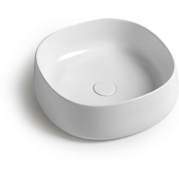 White Ceramic Jumper, накладная квадратная раковина 42x42x15h см, цвет белый глянцевый