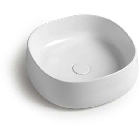 White Ceramic Jumper, накладная квадратная раковина 42x42x15h см, цвет белый глянцевый, артикул W072701