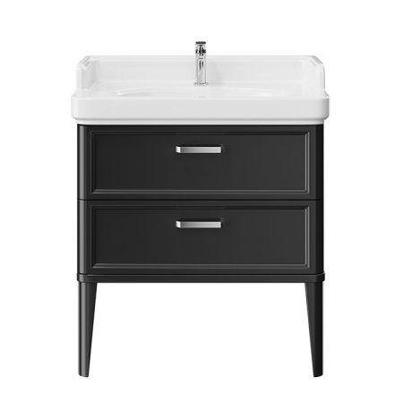 Kerama Marazzi Тумба POMPEI напольная с 2 ящиками 80, черная глянцевая, артикул PO.N.80.2\BLK