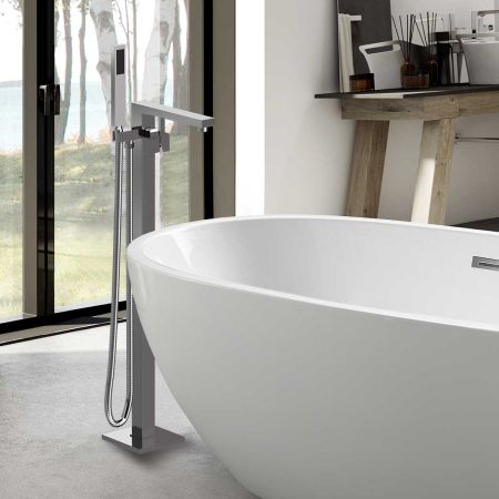 Смеситель для ванны напольный VTF-101CH однорычажный, хром, артикул VTF-101CH