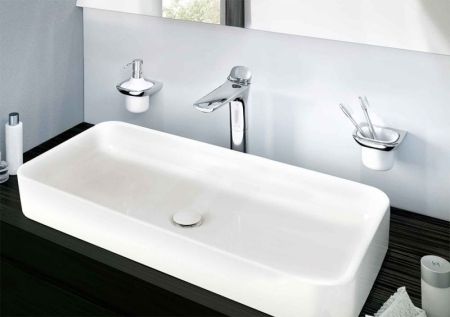 Стаканчик подвесной KLUDI AMBIENTA 5397505 (фарфор, белый/хром, на стену, круглый, глянцевый), шт, артикул 5397505