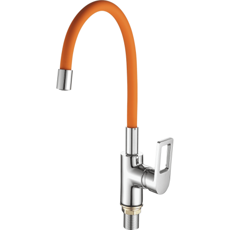 Смеситель для кухни с гибким изливом FASHUN A4253+B02, хром/оранжевый