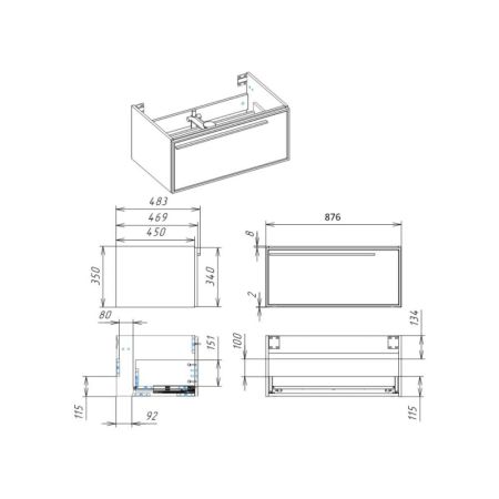 Тумба под раковину подвесная La Fenice Elba FNC-01-ELB-B-90, белая, артикул FNC-01-ELB-B-90