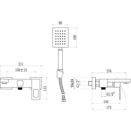 Смеситель для ванны Savol S-SUS4003, сатин, артикул S-SUS4003