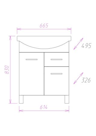 Тумба Onika Стелла 65 напольная, белая, с ящиком (ум. Стелла 65), артикул 106503