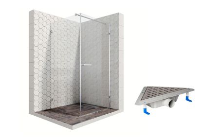 Душевой уголок Ambassador Abner 10011101R-ST8, квадратный, угловой трап, 90х90, артикул 10011101R-ST8