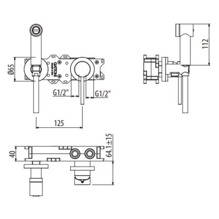 GATTONI CIRCLE TWO Гигиенический душ, с внутренней частью Gbox SC070, цвет NERO OPACO, артикул 9111/91NO