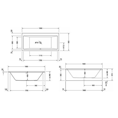 DURAVIT Ножки для ванн и душевых поддонов с боковой длиной> 1000 мм, артикул 790100000000000