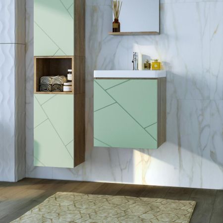 Тумба под раковину подвесная Бриклаер КРИСТАЛЛ фисташковый, 50 см, артикул 4627125417146