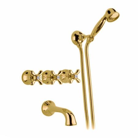 Nicolazzi Nuova Brenta Смеситель для ванны трехвентильный  встраиваемый, с душевой лейкой, излив: 160 мм, цвет: Gold Brass, артикул 2503GB