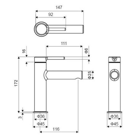 Смеситель для умывальника EXCELLENT Pi AREX.1201GL (золото), артикул AREX.1201GL