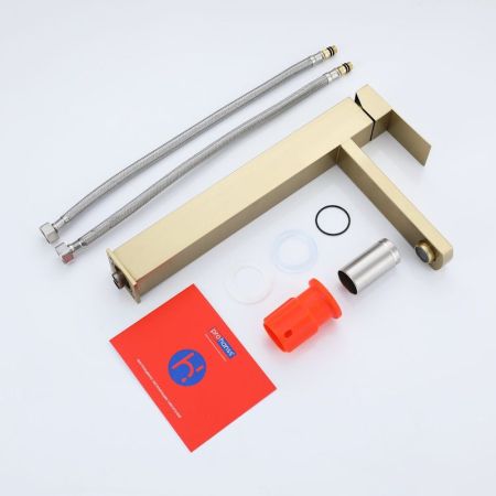 Смеситель для раковины высокий Prohanss P30.15.03, золотой сатин