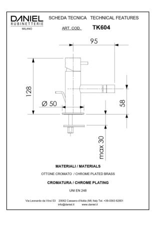 Daniel Tokyo, однорычажный смеситель для биде с донным клапаном, цвет зачищенное золото