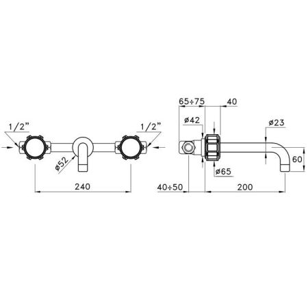 Stella Timeaster Встраиваемый смеситель для раковины 3861, ручка d=65мм, цвет: хром, ручка черная