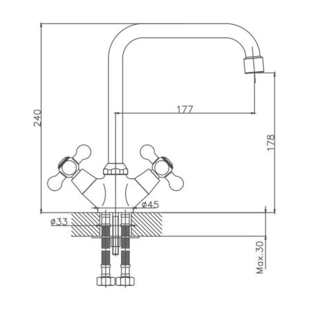 Смеситель для кухни Cron CN4019, хром