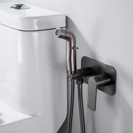 Гигиенический душ со смесителем Shevanik S4105T, оружейная сталь, артикул S4105T