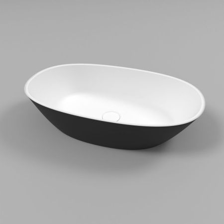 Умывальник WHITECROSS Amazon 60x35 (черный/белый мат) иск. камень, артикул 0712.060035.20100