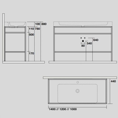 KERASAN Cento раковина 120х45 c 1 отв. под смеситель, цвет белый, артикул 353401*1