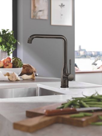 Смеситель для кухни GROHE Essence New, L-излив, тёмный графит глянец (30269A00), артикул 30269A00