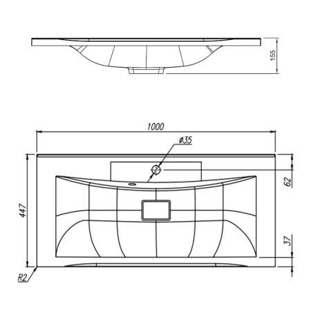 Раковина Florentina Прима 100 см 10.010.01000.302, антрацит, артикул 10.010.01000.302