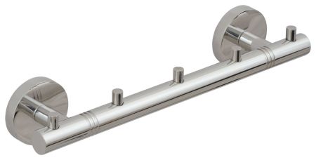 Полотенцедержатель, Сунержа, КАНЬОН, с 5-ю крючками, ширина, мм-260, глубина, мм-53, высота, мм-50, тип установки-настенный, материал-нержавеющая сталь, крепления в комплекте, цвет-флок белый, артикул 53-3000-1005