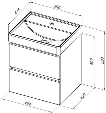 Тумба под раковину Aquanet Вега 2.0 50 мисти грин, артикул 00337958