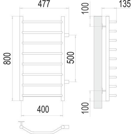 Полотенцесушитель водяной (боковое подключение) Terminus Виктория П8 40х80, артикул 4670078530097