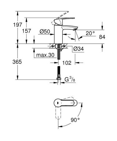 Смеситель для раковины GROHE Eurostyle Cosmopolitan с энергосберегающим картриджем, хром (2337320E) Смеситель для раковины GROHE Eurostyle Cosmopolitan с энергосберегающим картриджем, хром (2337320E)