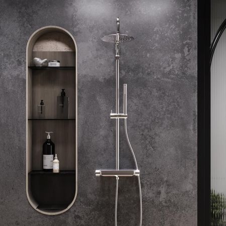 936780000 Scandinavian Pure душевая система с душевым смесителем-полкой, хром, артикул 936780000