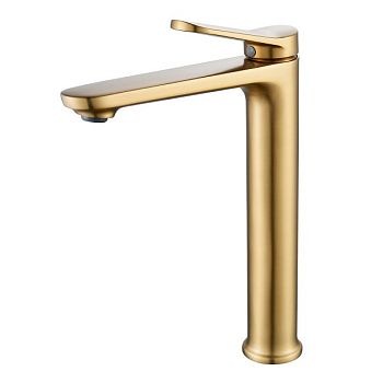 Смеситель для раковины высокий Shevanik S4311G, золотой сатин