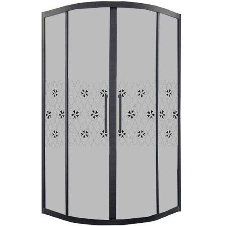 Душевой уголок Cerutti SPA Diva 100х100 профиль Черный стекло тонированное с рисунком, артикул 7007